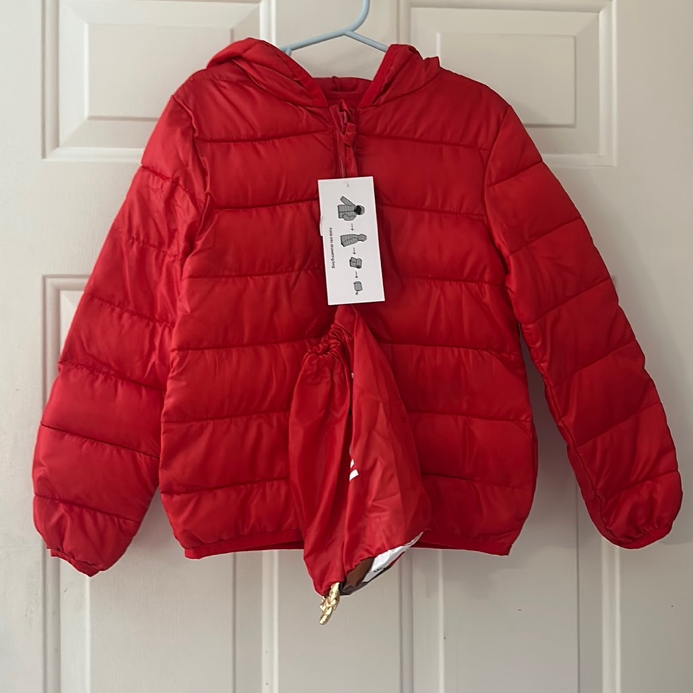 EPIC THREADS RED PACKABLE PUFFER COAT: NEW WITH TAGS: SIZE 6X